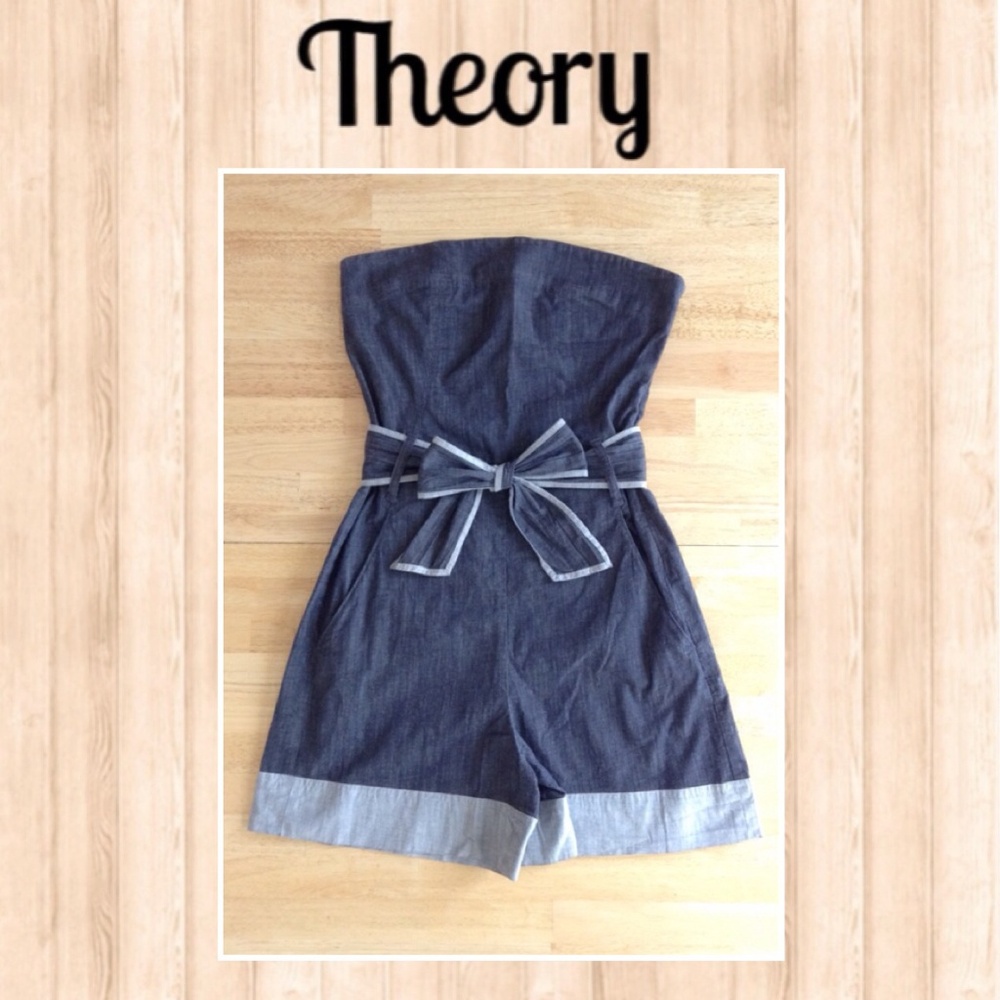 Theory Strapless Romper with Belt